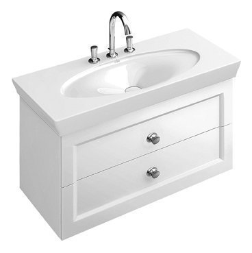 Allaskaappi 2 vetolaatikolla Villeroy & Boch La Belle A584 900x435x480 mm kiiltävä valkoinen + pesuallas