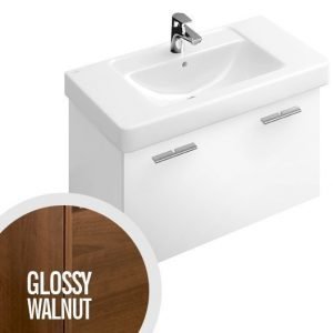 Allaskaappi Villeroy & Boch Central Line A274 750x430x450 mm Glossy Walnut + pesuallas