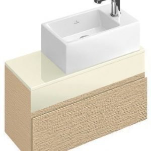 Allaskaappi Villeroy & Boch Memento C781 606x340x330 mm Bright Oak + käsienpesuallas oikealla