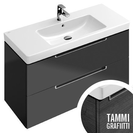 Allaskaappi Villeroy & Boch Subway 2.0 A697 987x524x449 mm Tammi grafiitti + pesuallas