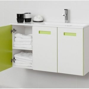 Allaskaappi ja allas Picard by Finnmirror Slim Retro 90 oikea valkoinen/lime