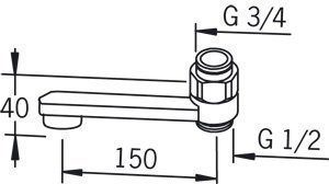 Ejektorijuoksuputki Oras 211515 pituus 150 mm