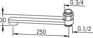 Ejektorijuoksuputki Oras 211525 pituus 250 mm