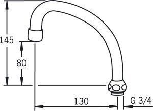 HU-juoksuputki Oras 213513 pituus 130 mm