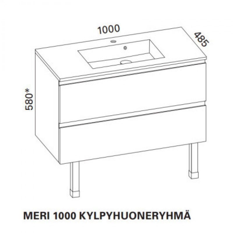 Kylpyhuoneryhmä Otsoson Meri 1000 1000x485 mm valkoinen