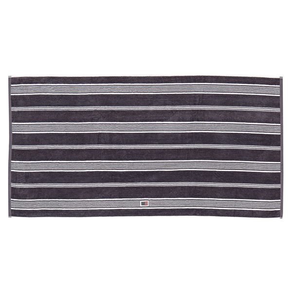 Lexington Striped Velour Pyyheliina Charcoal / Valkea 30x50 Cm