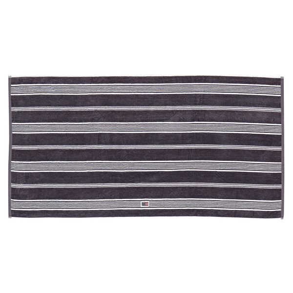 Lexington Striped Velour Pyyheliina Charcoal / Valkea 50x70 Cm