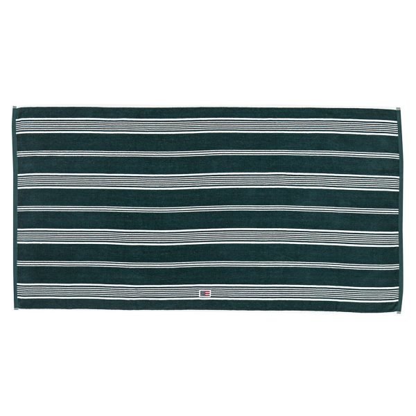 Lexington Striped Velour Pyyheliina Racing Green / Valkea 30x50 Cm