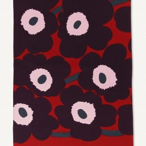 Marimekko Unikko Vohveli Kylpypyyhe Punainen Violetti Vaaleanpunainen