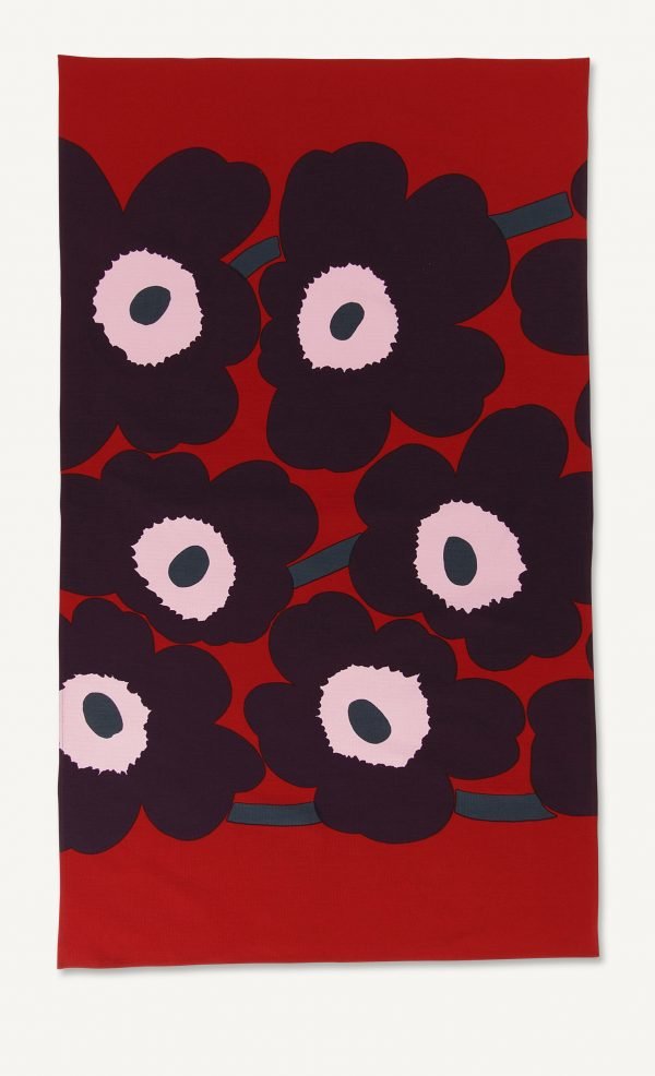 Marimekko Unikko Vohveli Kylpypyyhe Punainen Violetti Vaaleanpunainen