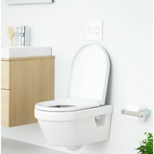 Seinä-WC-paketti Gustavsberg 5G84 Hygienic Flush Triomont- telineellä ja Soft close -kannella