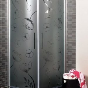 Suihkunurkka Noro Fix Trend R 99 Vallmo 900x900 mm hopea/lasi unikko-kuvioitu