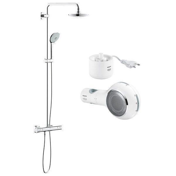 Suihkusetti Grohe Euphoria ylä- ja käsisuihku + Aquatunes bluetooth-kaiutin (6325048A)