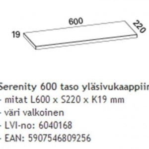 Taso Otsoson Serenity 600 600x220x19 mm valkoinen yläsivukaappiin