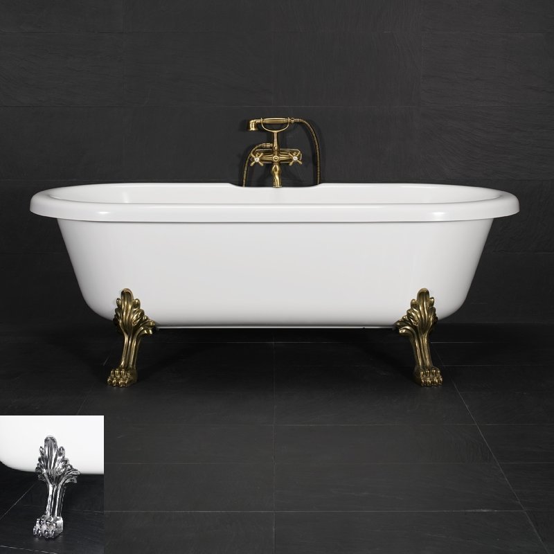 Tassuamme Elisabeth 800x1750 mm valumarmori valkoinen jalat kromattu